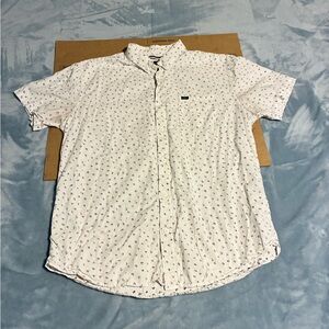 RVCA Men's White Patterned Button Down Shirt XL